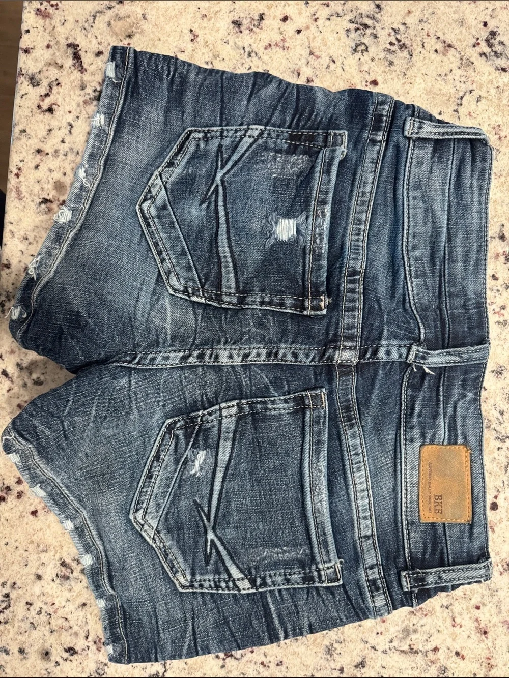BKE Distressed Blue Denim Shorts - Picture 3 of 3